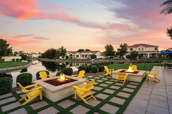 Outdoor fire pit with seating area